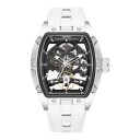 Orologi meccanici da uomo di lusso Skeleton con movimento visibile Cassa tonneau 42 x 53 mm Impermeabile 3 ATM Cinturino in silicone 9