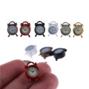 Orologio da tavolo in metallo in miniatura per casa delle bambole Decorazione realistica con quadrante e due campanelli Dimensioni 1,5 x 0,5 x 7