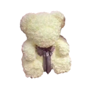 Orsetto con nastro grigio di rose artificiali Decorazione floreale di lusso Regalo di San Valentino fatto a mano Ornamento romantico Figura da interno 25 cm 3