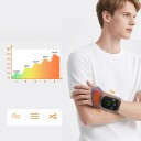 Orthèse chauffante pour poignet 5 niveaux de température 3 modes de vibration 37,5 x 9 cm écran LCD chargement USB-C batterie 1800 mAh arrêt 7