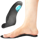 Orthopaedic Insoles Black Colour Shock Absorption Arch Support Comfortable Wear Breathable Material Universal Size 3