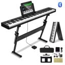 Összecsukható Digitális Zongora BX-20 Érintésérzékeny Billentyűzet 88 Billentyű 128 Hangszer 128 Ritmus Bluetooth 5.0 USB MIDI Állvány Fejhallgató 1
