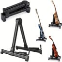 Összecsukható gitártartó A-váz Fém hordozható tartó elektromos és akusztikus gitához Stabil támasz csúszásgátló végződésekkel 4