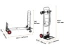 Összecsukható kézi kocsi 181 kg teherbírással 1075 × 402 × 384 mm alumínium ötvözetből és acélból ezüst színben a költöztetéshez és a rakomány 3