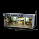 Osvetlená grafitová garáž 30 × 13,3 × 12 cm Dioráma autoservisu pre modely áut Výstavná scéna zberateľská vitrína USB LED osvetlenie 2