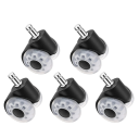 Otočná kolečka na židli s čepem 50 mm, sada 5 ks, ocel a guma, průměr stopky 11 mm, černá, náhradní kolečka pro kancelářské židle 1