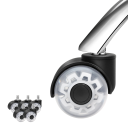 Otočná kolečka na židli s čepem 50 mm, sada 5 ks, ocel a guma, průměr stopky 11 mm, černá, náhradní kolečka pro kancelářské židle 5