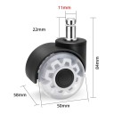 Otočná kolečka na židli s čepem 50 mm, sada 5 ks, ocel a guma, průměr stopky 11 mm, černá, náhradní kolečka pro kancelářské židle 6