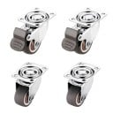 Otočná nábytková kolečka, 2 ks s brzdou a 2 ks bez brzdy, nosnost 135 kg, šířka 18 mm, montážní deska 44,5×38 mm, kov a plast, hnědá 3