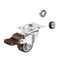 Otočná nábytková kolečka 2 ks s brzdou a 2 ks bez brzdy, nosnost 135 kg, šířka 18 mm, montážní deska 44,5×38 mm, kov a plast, hnědá 2