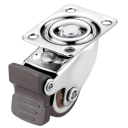 Otočná nábytková kolečka s brzdou, nosnost 135 kg, šířka kola 18 mm, montážní deska 44,5×38 mm, kov a plast, hnědo-stříbrná, pro nábytek 2