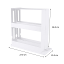 Otočný organizér do kuchyne 28 x 27 x 10 cm 2vrstvový biely plastový stojan z PP Praktický úložný box s posuvnými priehradkami na korenie 4
