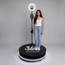 Otoczna fotobudka 360° 100 cm Panoramiczna platforma selfie RGB LED Prstencowe światło Pilot Pojemnik transportowy Czarny Na wydarzenia 2
