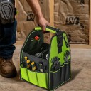 Otwarta torba na narzędzia 34 x 22 x 20 cm Wodoodporna z wzmocnionym dnem 23 kieszeni Regulowany pasek Organizator 6