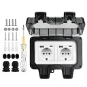 Outdoor Double Socket with USB and USB-C, Waterproof IP66, 16 A / 220 V, Plastic with Cover for Surface Mounting, Black, for Garden, Terrace 2