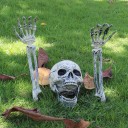 Outdoor Halloween Prop Skeleton Arms and Skull Halloween Garden Decoration Hands and Skull of Skeleton Emerging from the Lawn 3 pcs 2