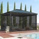 Outdoor Transparent PVC Curtain with Eyelets Waterproof and UV Resistant Size 2 x 4 m Black for Terrace Veranda and Pavilion 3