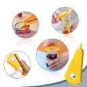 Ouvre-bocal multifonction jaune pour bocaux, bouteilles et canettes Outil 4 en 1 pour conserves, boissons, bières et conserves Avec poignée 1