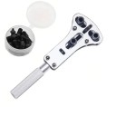 Ouvre-vitre pour montres avec 3 mâchoires Outil réglable en métal 14,1x5 cm Ensemble avec 18 têtes interchangeables pour réparations de montres 1