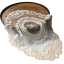Oval Lace Embroidered Mat 31x43 cm Decorative Tablecloth for Cup Plate Fruit Bedroom Kitchen Dining Table Christmas Festive Decoration 1