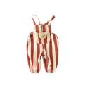 Overal de algodón para niños sin mangas con osito Rojo con rayas beige Overal para bebés con bolsillo y botones en los hombros para niñas y niños 1