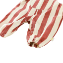 Overal de algodón para niños sin mangas con osito Rojo con rayas beige Overal para bebés con bolsillo y botones en los hombros para niñas y niños 3