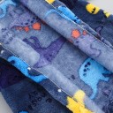 Overal de Inverno e Primavera para Bebés Overal de Flanela de Peluche Azul com Padrão de Dinossauros Roupa Macia para Crianças em Poliéster para Rapazes e Raparigas 2