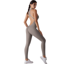 Overal Deportivo de Mujer con Tirantes y Espalda Descubierta, Leggings con Cremallera en el Escote, Mono de Fitness de Nylon 11