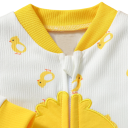 Overal infantil con mangas largas y gorro con motivo de patito Unisex conjunto de recién nacido O-cuello Poliéster Spandex Cierre de moda 2