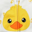 Overal infantil con mangas largas y gorro con motivo de patito Unisex conjunto de recién nacido O-cuello Poliéster Spandex Cierre de moda 6