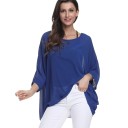 Oversized bluse i ensfarvet 5