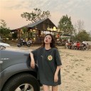 Oversized dame-T-shirt med blomster 3