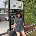 Oversized dame-T-shirt med blomster 4