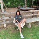 Oversized dame-T-shirt med blomster 5