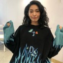 Oversized sweater til kvinder med flammer og sommerfugle 3