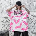 Oversized T-shirt med flagermusprint til kvinder 3