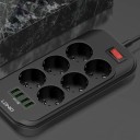 Overspændingsbeskytter 6x stikkontakt, 4x USB 2 m 2