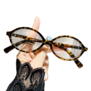 Owalne okulary plastikowe retro z filtrem światła niebieskiego Stylowe okulary przeciw zmęczeniu oczu Przezroczysta oprawka do pracy przy komputerze i czytania 5