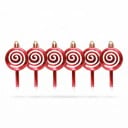 Ozdobas de Natal em forma de Lollipop 6 pcs Com tampa dourada e laço 10 x 5 cm Superfície brilhante com espiral Cor vermelho e branco Para a árvore 6
