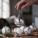 Ozdobe de Crăciun pentru brad Bile rotunde Set 6 buc Diametru 6 cm Decorate cu model de Crăciun Cu sfoară Decorațiuni de Crăciun 4