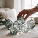 Ozdobe de Crăciun pentru brad Bile rotunde Set 6 buc Diametru 6 cm Decorate cu model de Crăciun Cu sfoară Decorațiuni de Crăciun 11