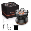 Päänajokone kaljuille miehille 7D Märkä ja kuiva LED-näyttö 8,6 x 8,6 x 7,6 cm USB-lataus Musta-oranssi Partatrimmeri 1