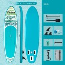 Paddleboard Feath-R-Lite Ocean nafukovací SUP prkno 335 x 83 x 15 cm Nosnost 165 kg Tyrkysový Sada s pádlem 3 ploutvemi pumpou a batohem 2