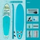 Paddleboard Feath-R-Lite Ocean nafukujące SUP prkno 335 x 83 x 15 cm Nośność 165 kg Turkusowy Zestaw z wiosłem 3 finami pompką i plecakiem 2