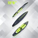 Paddleboard Inflável Conjunto Turístico 12'6" 380 x 76 x 15 cm PVC Triplo EVA Almofada Capacidade 140 kg com Bomba Pala e Barbatana Verde 2