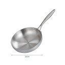 Padella in acciaio inox 22 cm Superficie antiaderente Senza rivestimento Per friggere bistecche Adatta per induzione e gas Pentola da cucina resistente per cucinare 3
