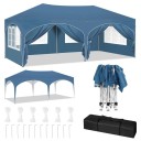 Padiglione pieghevole da giardino party tenda 3 x 6 m con 6 pareti laterali impermeabili con protezione UV altezza regolabile per giardino 4