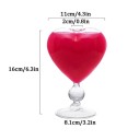 Pahar pentru băuturi în formă de inimă, pahar decorativ pe picior, înălțime 16 cm, din sticlă transparentă de 240 ml, pahar original pentru servirea cocktailurilor 2