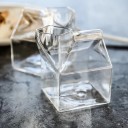 Pahar pentru lapte 250 ml din sticlă transparentă pahar decorativ în formă de cutie pentru lapte înălțime 10 cm dimensiuni 7 × 7 cm pentru băuturi 8