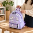 Παιδικό σακίδιο με πλήρη εκτύπωση μονόκερων και ουράνιων τόξων με δύο τσέπες με φερμουάρ και ρυθμιζόμενους ιμάντες ώμου και χερούλι μεταφοράς 5
